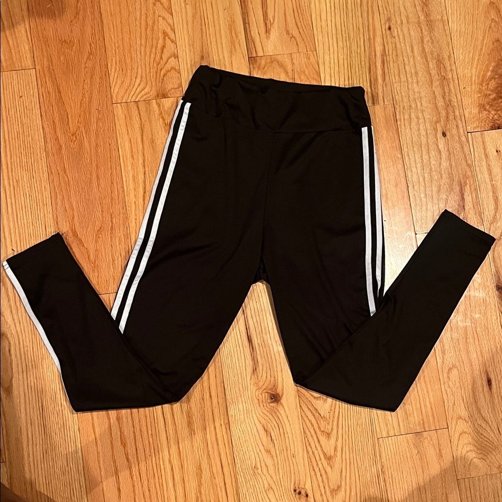 Kids Black Leggings with White Stripes